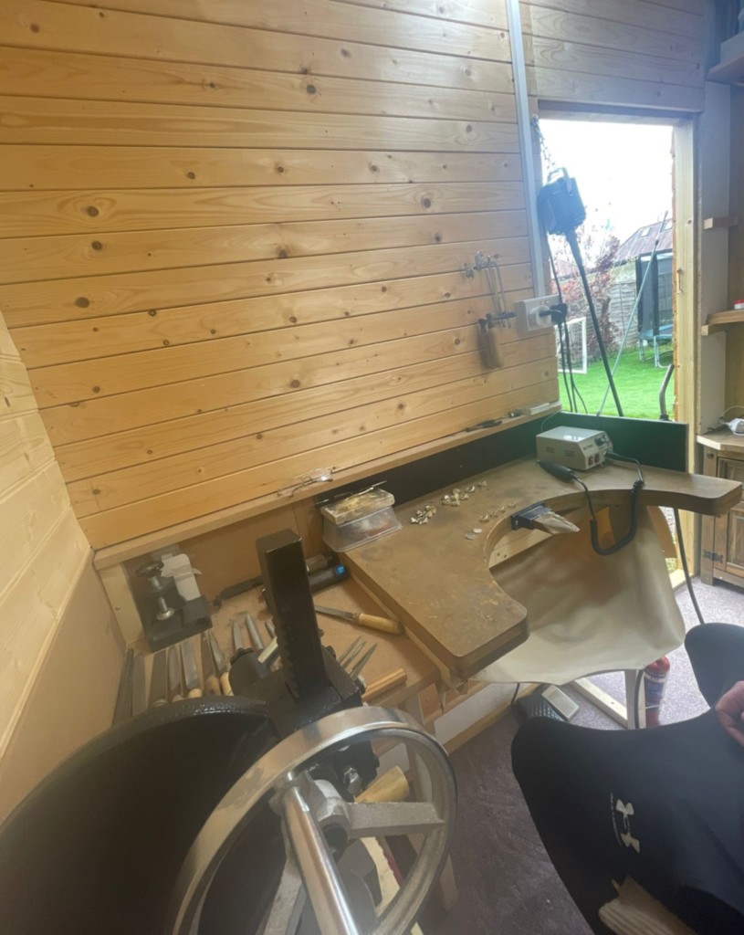A tiny jewellers workshop in Hertfordshire England
